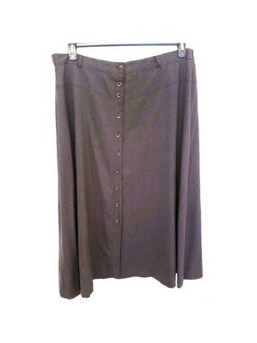 Vintage Button Front Gray Dropped Yoke Maxi Skirt by Spiegel 22W Runs Small EUC